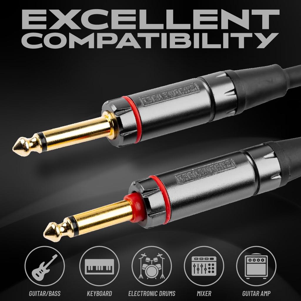 Cableworks by Gator Cases Headliner Series Shielded Cable for with Mute Switch Guitar/Bass (30ft S/S) (GCWH-INS-30QT)