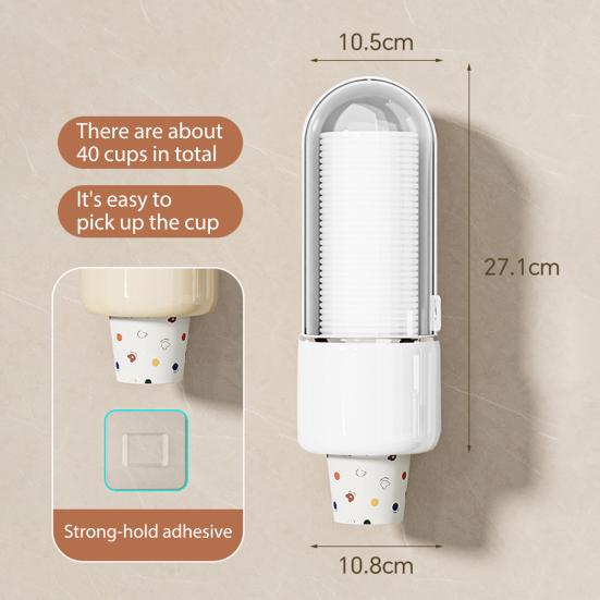 Yousheng Wall Mount Disposable Cup Dispenser Large Capacity Dustproof Transparent Design Easy to Install Water Cooler Cup Holder