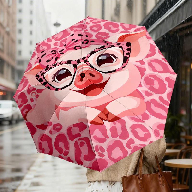 1pc Pink Pig Pattern Pattern Umbrella Design Automatic Opening and Closing Umbrella, High-quality Travel Umbrella,  C1128172