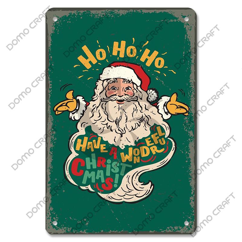 Merry Christmas Poster Vintage Metal Tin Signs Cakes Music Box Christmas Tree Metal Plaque Bakery Candy Shop Home Wall Decor