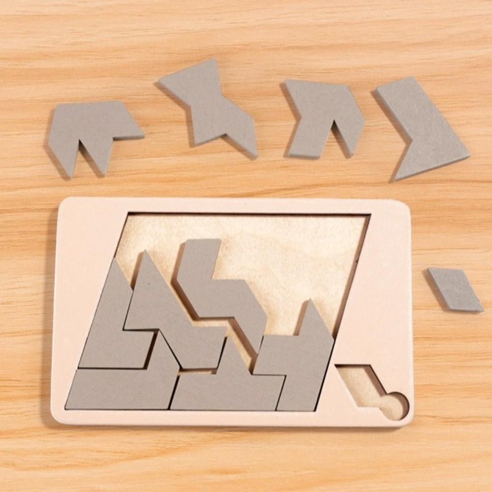 Irregular Shape Wooden Block Puzzle Colorful Wooden Jigsaw Building Blocks For Autistic Children