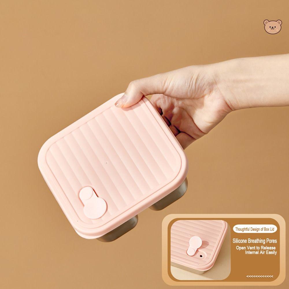 304 Stainless Steel Square Lunch Box Portable Stackable Fruit Salad Food Container with Lid Leak Proof Bento Box