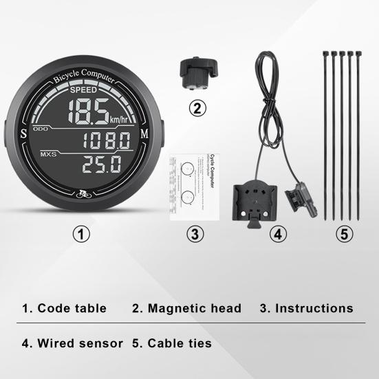Bicycle Speedometer Wireless Odometer Large Screen Design Easy To Read IP67 Waterproof Easy To Install Magnetic Bike Computer