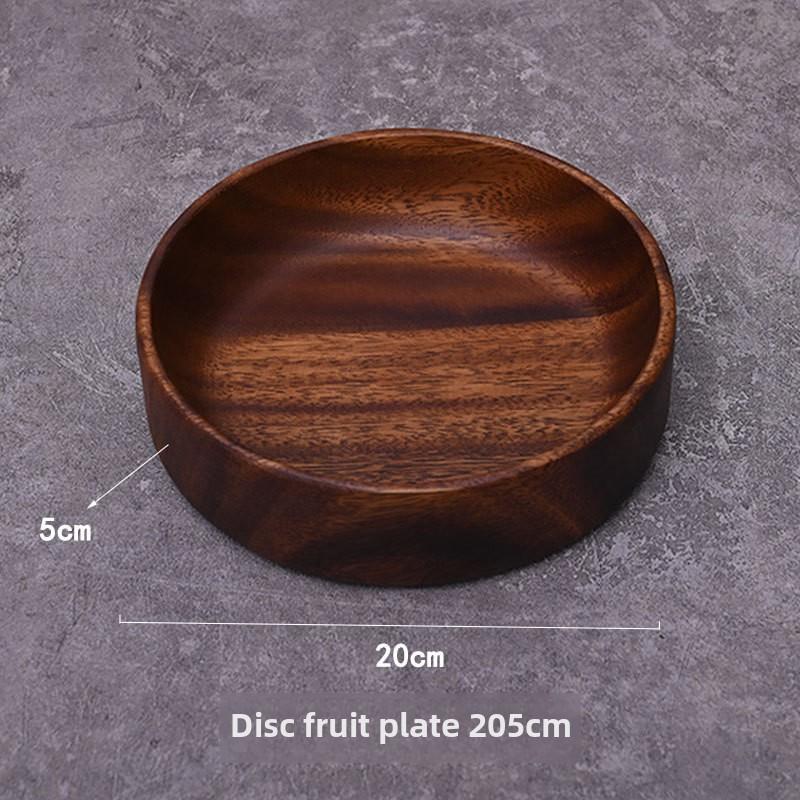 Round Wooden Grid Plate Universal Fruit Gossip Wooden Plate Simple Walnut Plate