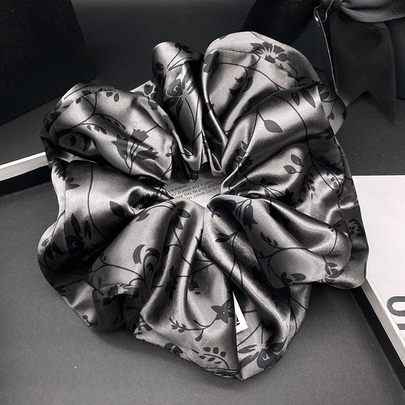 Elegant Chinese Satin Ink Painting Hair Tie for Women - Large Intestine Style Ponytail Accessory