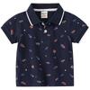 Boys' Half-Sleeve Polo Shirt, Summer Children's Clothing, Kids' Short-Sleeve T-Shirt with All-Over Dinosaur Print, Baby Boy Rocket Shirt