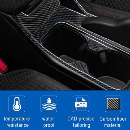 4Pcs Carbon Fiber Center Cupholder Cover Trim For Honda Civic Coupe 2013-2015