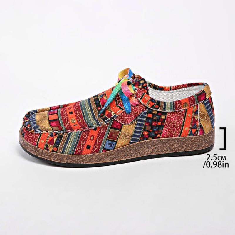 Women's Plus Size Graffiti Lace-Up Flat Shoes New Autumn Euro-American Fashion Versatile Casual