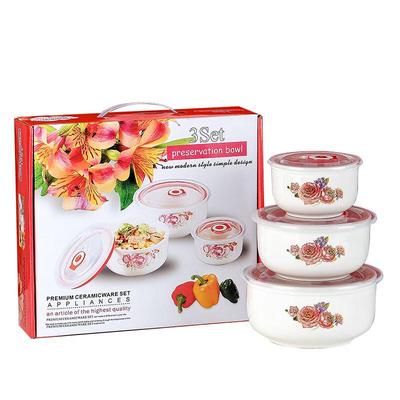 ZISIZ Rose Ceramic Food Storage Bowl Gift Set
