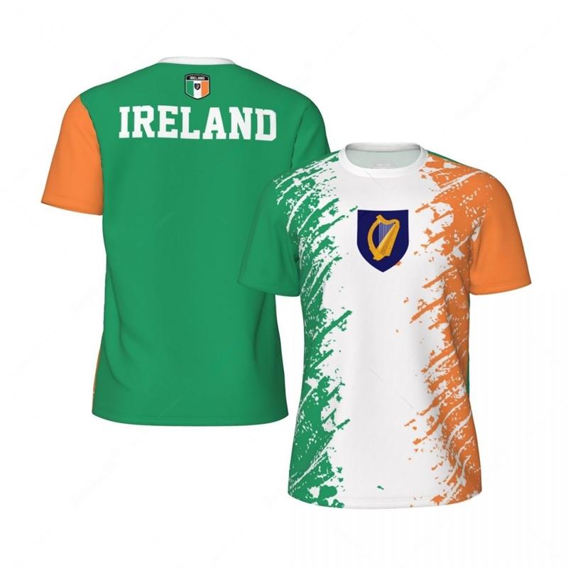 Mode Irland Flagga Fotboll T-shirt Casual Sommar Kortärmad Herr 3D Printad Sport T-shirt Lös Gata Snabbtorkande T-shirts Toppar
