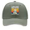 Coffee Cat Blue Scarf Retro Sunset Stripe Illustration Sandwich Baseball Cap Unisex Women Sun Cap Outdoor Workouts Hat