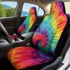 2pcs Abstract Tiedye Car Seat Covers - Vibrant Multicolor Design, Durable & Soft, Easy To Clean, Foldable, Universal Fit For Car