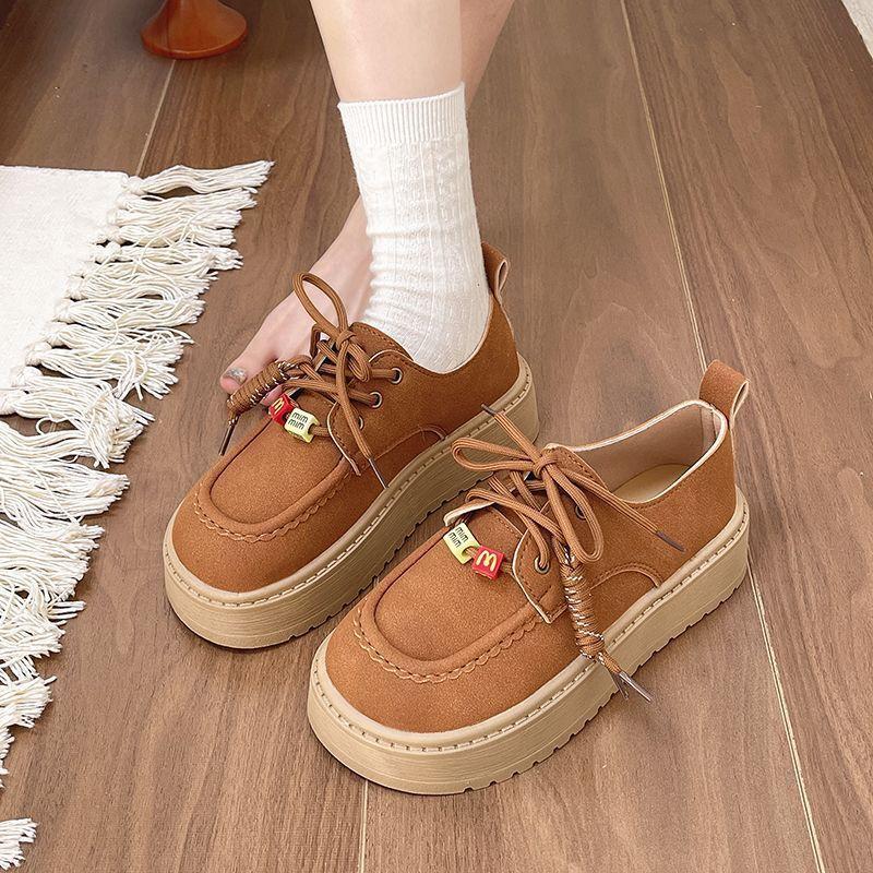 Internet celebrity lazy wind lace-up single shoes fashionable and comfortable niche small retro single shoes women 2025 spring and autumn new