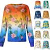 Women's Casual Long Sleeve Single Breasted Hawaiian Floral Print Nurse Jacket Cardigan Top Lightweight Comfortable Workwear