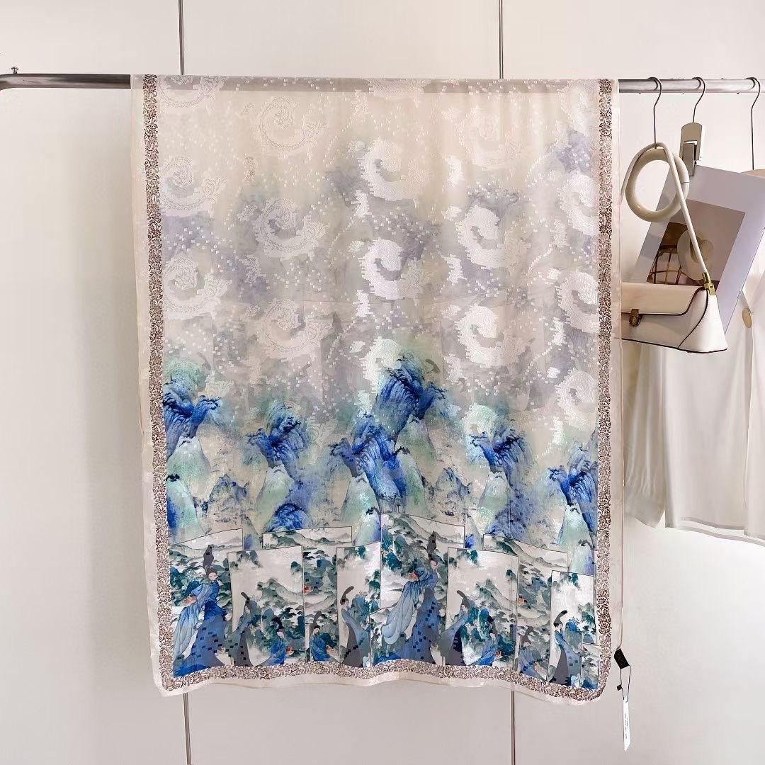 

Новый стиль тонкий китайский стиль жаккардовый высококачественный универсальный двухсторонний высококачественный шелковый шарф 180-90cm