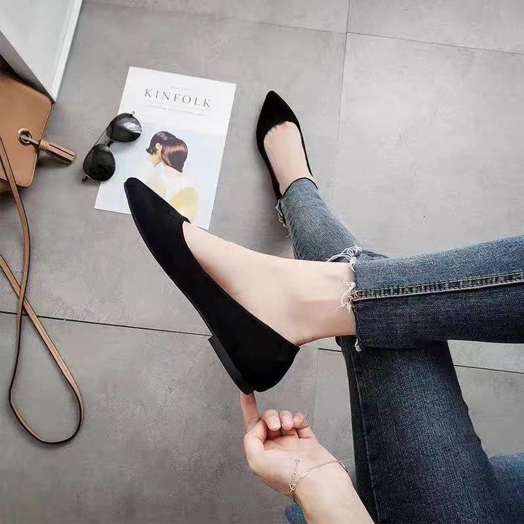 Spitze Einzel-Schuhe mit flachem Boden Herbst Neu Weichsohlige Schuhe sind nicht müde beim langen Stehen Professionelle Schuhe Schwarz