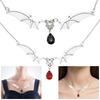 Gothic Vampire Bat Clavicle Chain Sweater Necklace Halloween Witch Bat Waterdrop Pendant Necklace Gift for Bat Lover