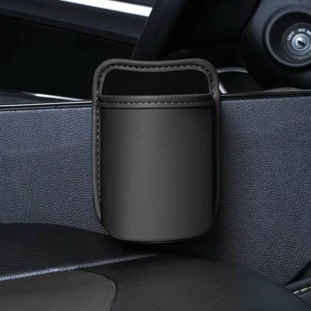 Space Saving Car Door Storage Box Leather Car Trash Can Car Seat Back Organizer Sundries