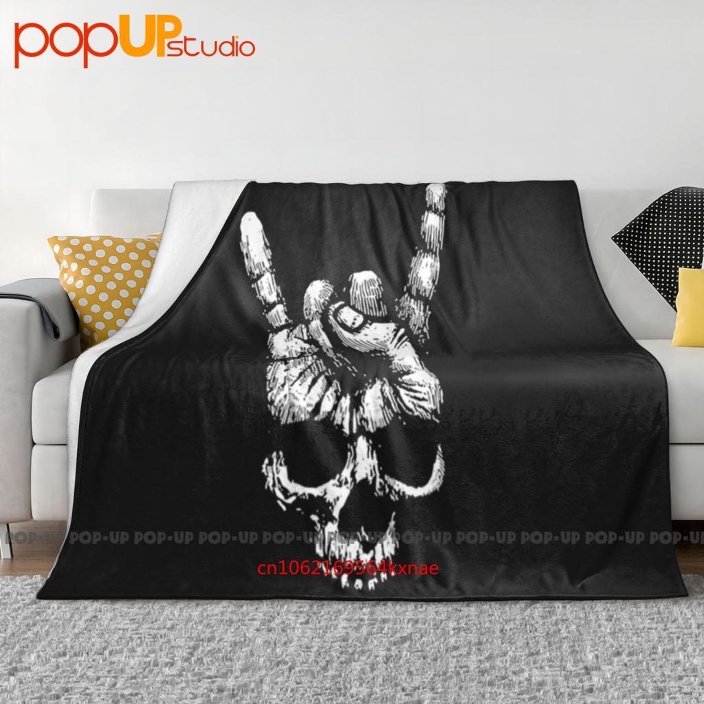 Vintage Skull Hand Sign Of The Horns Heavy Metal Rock N Roll Band Tattoo Ultra-Soft Blanket Quilt Winter Sofa Cover Bed Covers