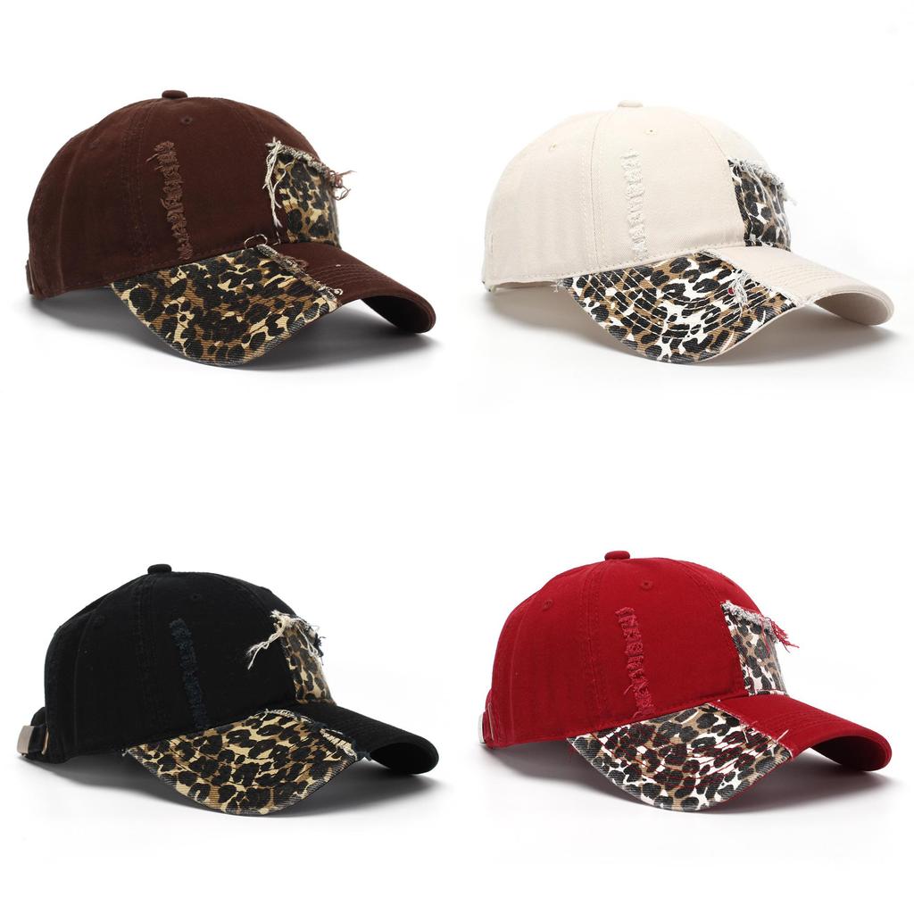 Spliced Leopard Pattern Cap With Breathable Cotton For Outdoor Use