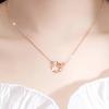 S925 Sterling Silver Mobius Ring Necklace Women's Light Luxury Niche Geometric Double Ring Clavicle Chain