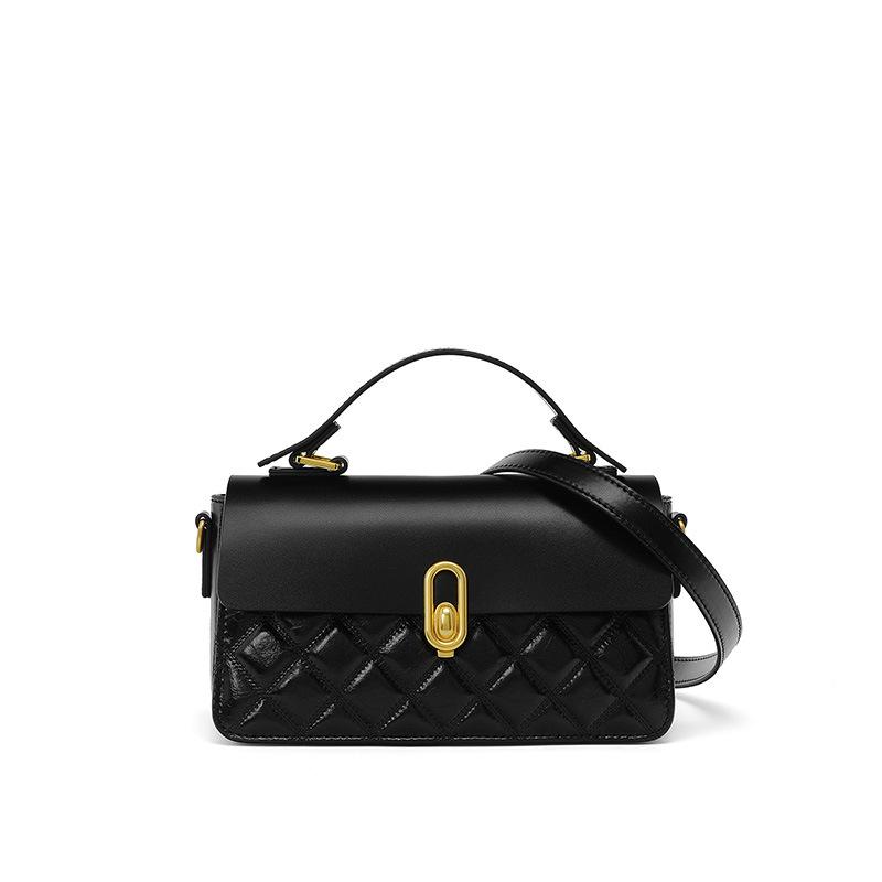 Leather Light Luxury Small Bag Summer New Daily Commute Casual Versatile Fashion Diamond Square Bag