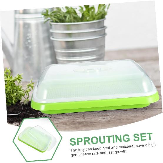 DOITOOL 1 Set Sprouter Tray with Lid Cultivation Germination Nursery Sprouting Tray Wheatgrass Soybean Grower for Garden Home Office
