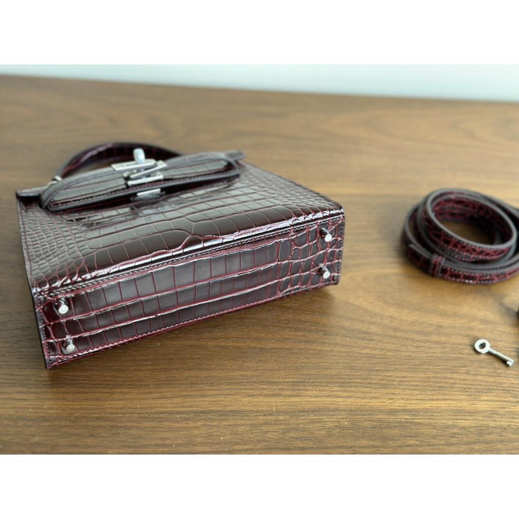 Kazilan 22cm Kelli generation crocodile pattern first layer cowhide handbag fashionable versatile single shoulder messenger women's bag