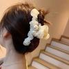 Summer Crinkle Chiffon Pearl Hair Claw Clip, Elegant Oversized Mesh Hair Clip for Women Accessoires Femme Hair Clips for Girls