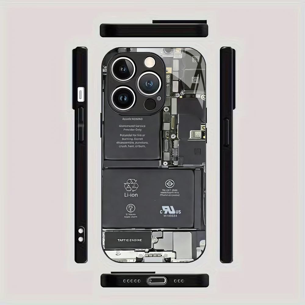New circuit board pattern tempered glass phone case suitable for iPhone 17 16 15 14 13 12 11 Pro Max Plus shockproof back cover