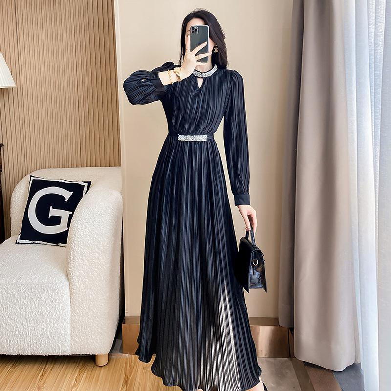 

Women s 2024 Black Long Sleeve French Style Spring Dress L чорний