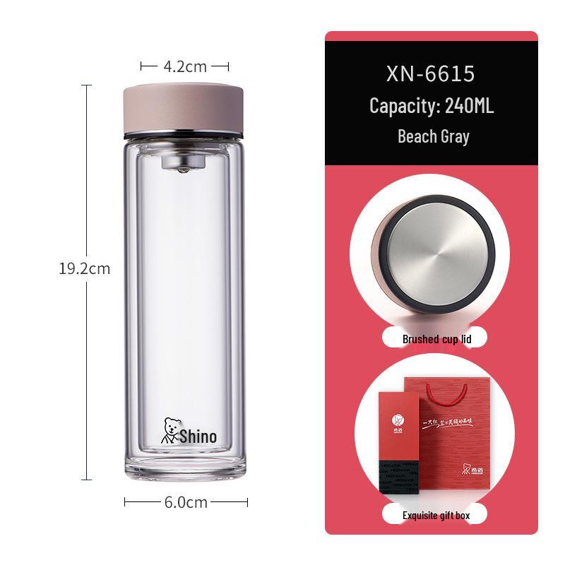 Double-Layer Glass Tea Brewing Cup, Portable for Home or Office - Stylish Gift Double-Layer Glass Cup