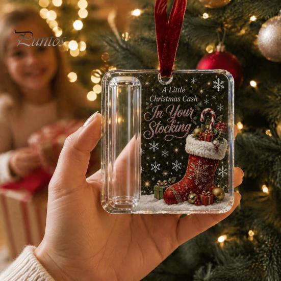 Transparent Acrylic Holiday Pendant Christmas Cash Gift Ornament, Clear Money Holder, Xmas Holder Ornament Tree Hanging Decoration, Funny Ways To for
