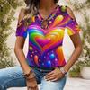 Plus Size Women V Neck Off Shoulder Short Sleeve Romantic Floral Casual Top