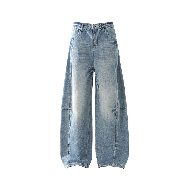 

Men s American Retro Wide-Leg Scimitar Jeans, Unisex Autumn New Design, Relaxed Fit, Versatile Long Pants Blue 2XL