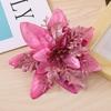 10PCS Poinsettia Christmas Flowers Decoration Artificial Glitter Christmas Tree Ornaments Xmas Party Wreath DIY Garland Decor