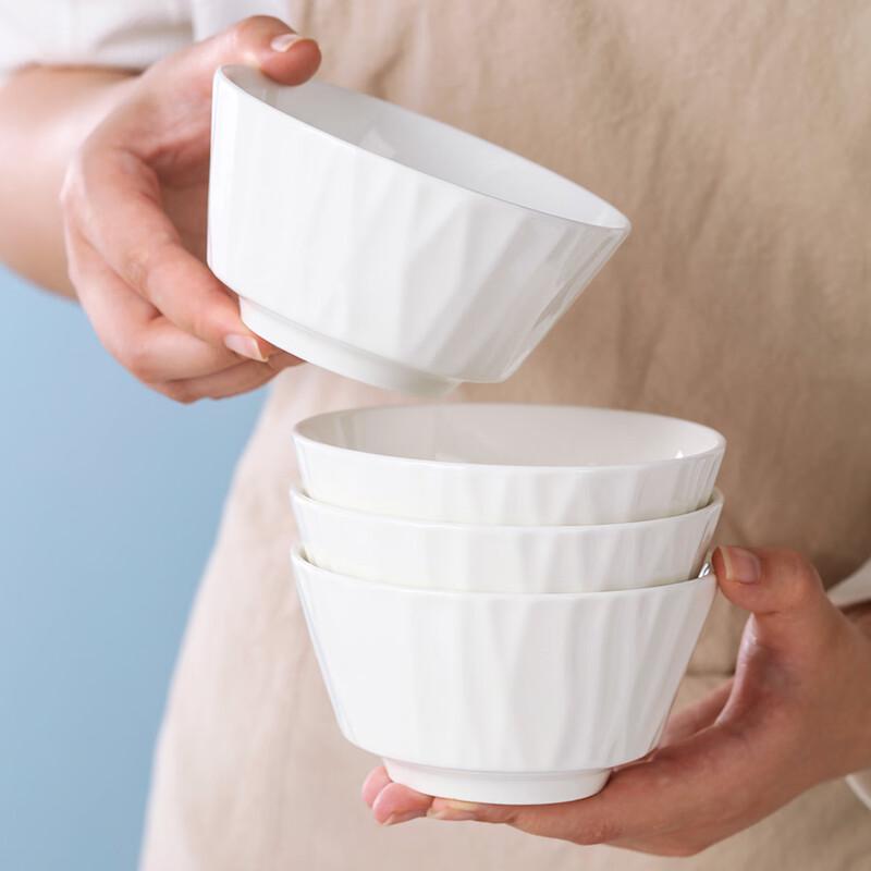 Haoya Jingdezhen Elegant White Ceramic 5-Inch Rice Bowl Set