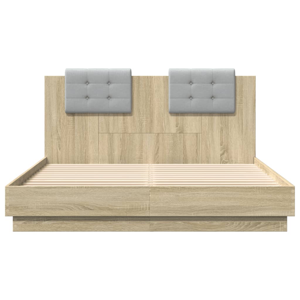 Bed Frame with Headboard Sonoma Oak Finish 120 x 200 cm Engineered Wood