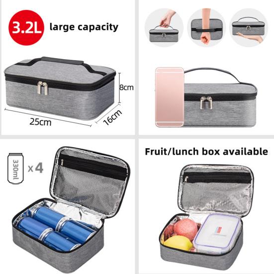 Insulated Lunch Bag for Adults Kids 3.2L Compact Oxford Fabric Thermal Tote Portable Leakproof Food Container Carrier for Office School Picnics