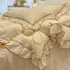 3/4Pc Korean Princess Style Floral Ruffles Bedding Set Single Queen Size Soft Skin-friendly Washed Cotton Duvet Cover Pillowcase