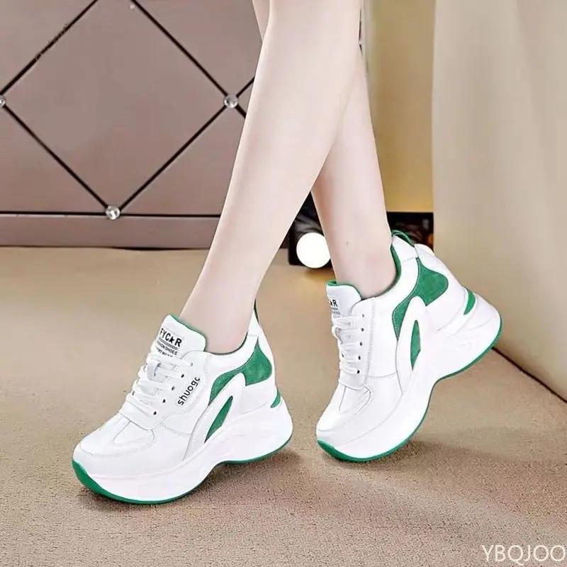 Fashion Color Blocked Interior Height Increasing Sports Women's Shoes 2025 Fashionable Thick Soled Casual Versatile Slimming Vulcanized
