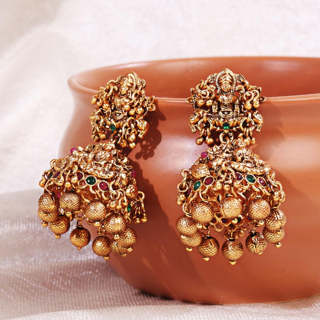Gold Polish Temple Earrings,Temple Jewelry, Handmade Earring, Women Fashion Earrings