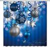 Christmas Shower Curtain With Blue And Silver Gray Xmas Balls Starswinter Holiday Happy New Year Dream Polyester Fabric Bathroom