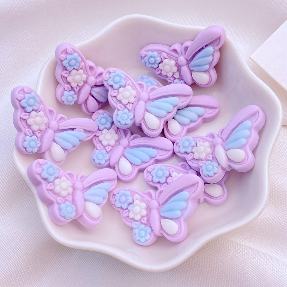 10Pcs New Cute Resin 17*27mm Cartoon Butterfly Series Flat Back Manicure Parts Embellishments For Hair Bows Accessories