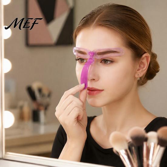 Easy Brow Shaping Tool 1/2 Sets Eyebrow Stencil Kit, 8 Shape Template with Handle & Portable Headband, Reusable Drawing Guide Tools for Women Beginner
