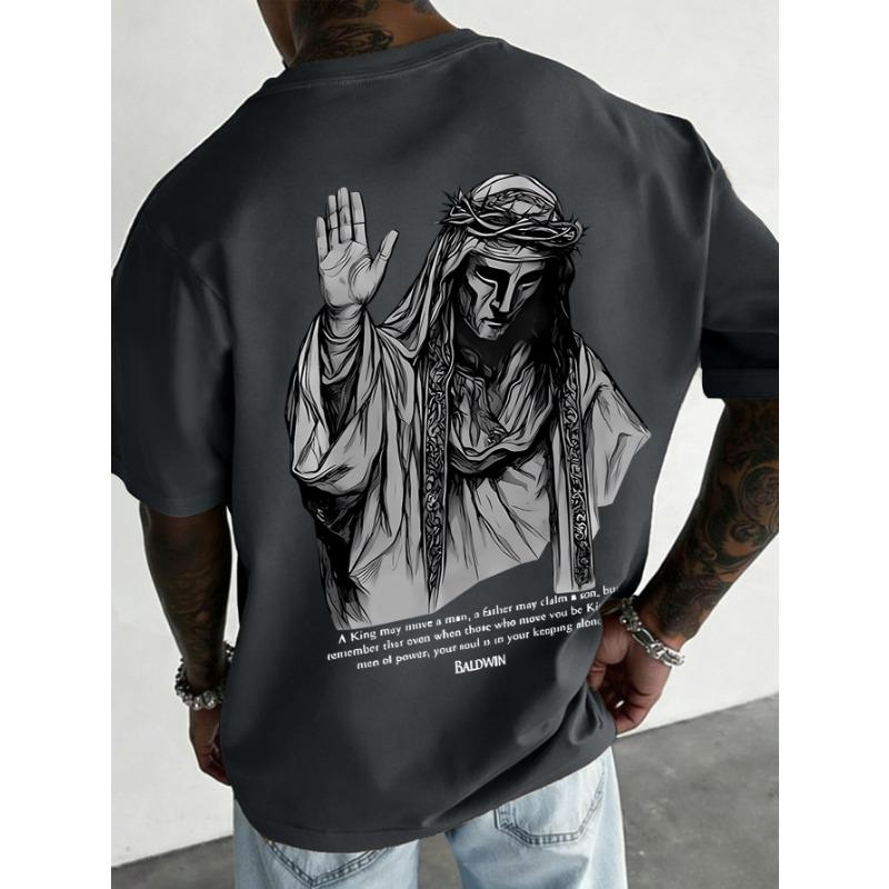 Herren-T-Shirt mit Rundhalsausschnitt, Retro-Kurzarm