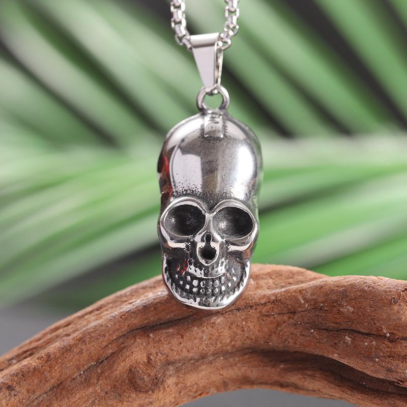 European and American Skull Personalized Necklace Punk Hip Hop Stainless Steel Necklace Retro Metal Style Mens Jewelry