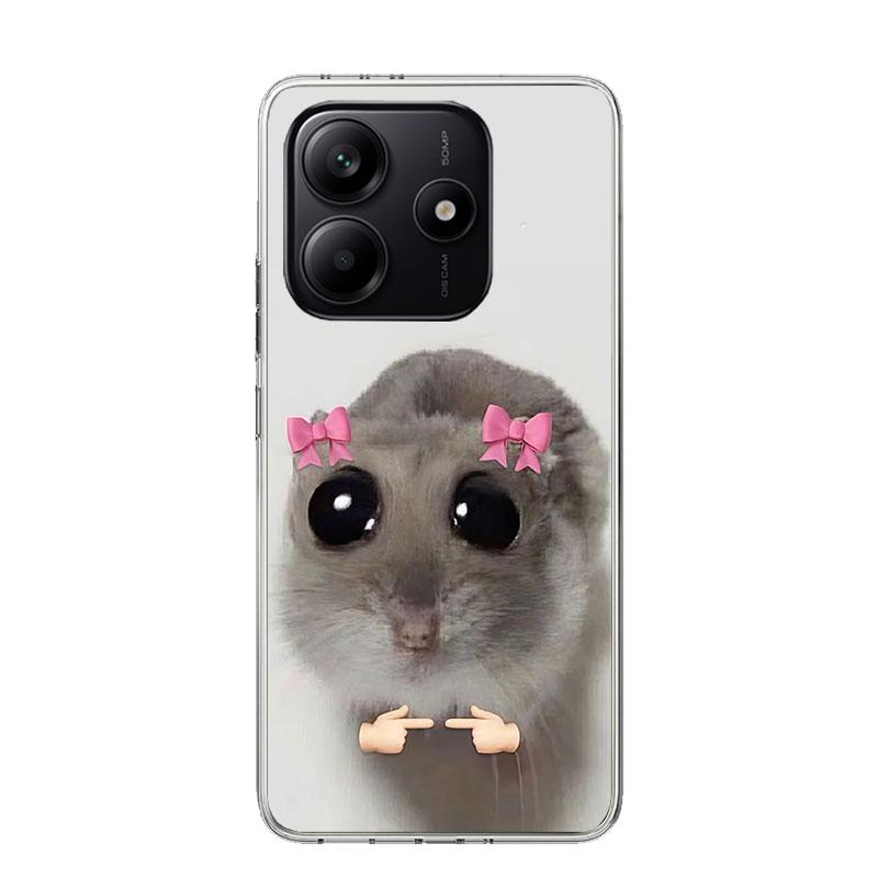 Funny Sad Hamster Meme Phone Case For Xiaomi Redmi Note 15 14 13 12S 12 Pro Plus 11S 11E 11 11T 10S 10 Art Soft Pattern Cover Re