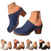 Women'S Retro Suede Mid Heel Mules With Chunky Heels And Vintage Stitching. Wedding Beach Sandals For Women Sandals Women Sexy