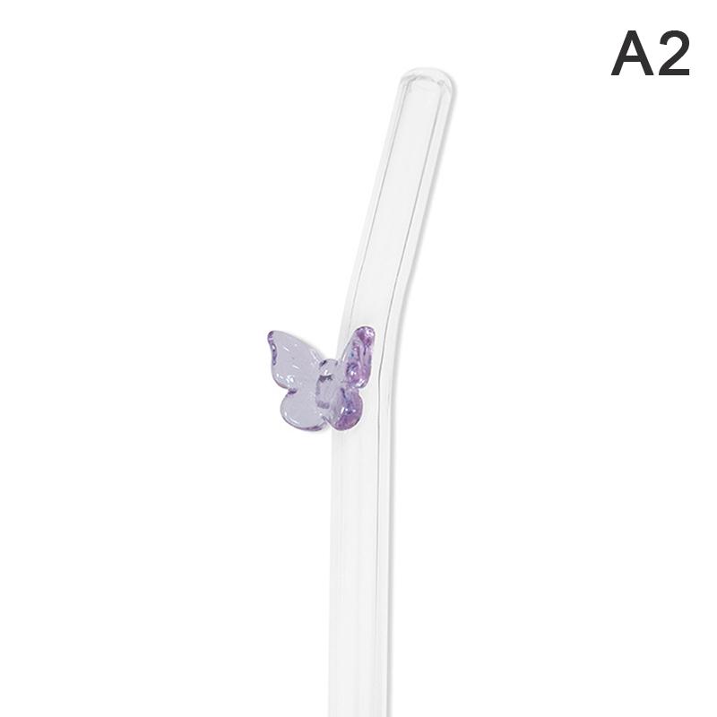 Reusable Glass Straws With Butterfly Eco Friendly Drinking Straws With Clean Brush For Smoothies Cocktails Bar Accessory